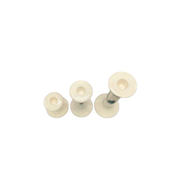Set of 3 Christmas Spongeware Candlestick Holders Different Sizes Christmas Tree - Picture 3 of 3